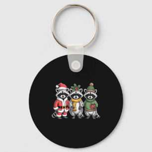 Cute Raccoon Christmas Funny Holiday Santa Claus A Key Ring