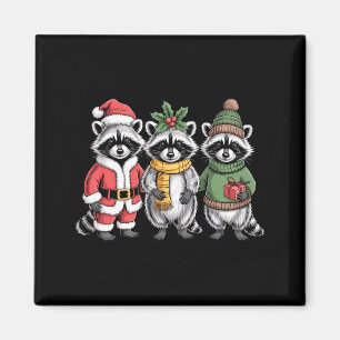 Cute Raccoon Christmas Funny Holiday Santa Claus A Magnet