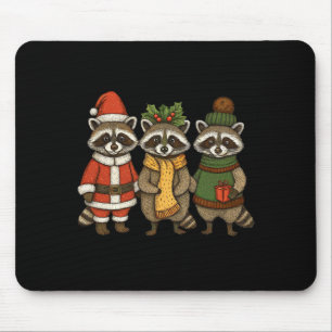 Cute Raccoon Christmas Funny Holiday Santa Claus A Mouse Pad