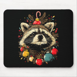 Cute Raccoon Christmas Ornaments Festive Xmas Fore Mouse Pad