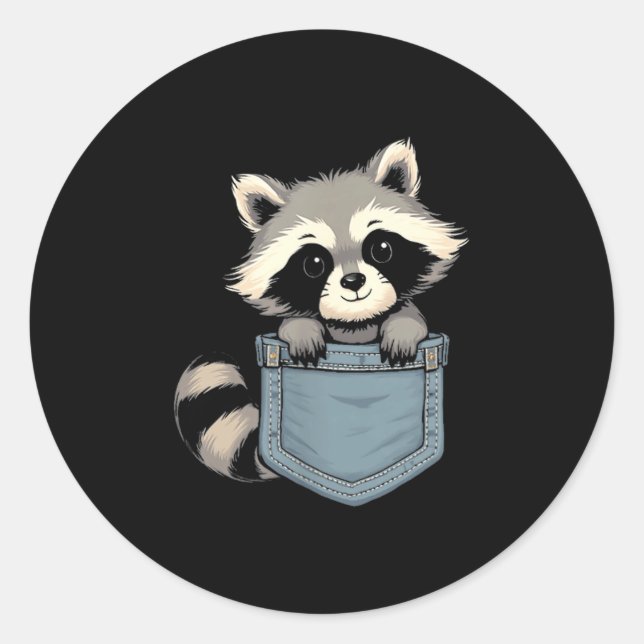 Cute Raccoon Cket Funny For Mens Womens Kids Racco Classic Round Sticker (Front)
