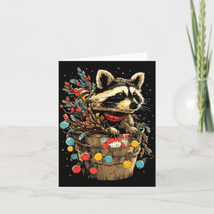 Cute Raccoon Festive Winter Scenery Forest Animal Card