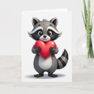 Cute Raccoon Heart Card