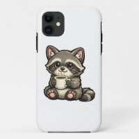 Cute Raccoon with Coffee – Cozy Kawaii Animal
