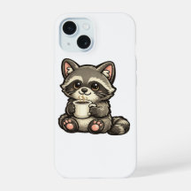 Cute Raccoon with Coffee – Cozy Kawaii Animal