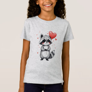Cute Raccoon with Heart Balloons T-Shirt