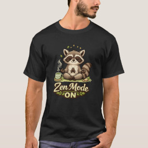 Cute Raccoon Yoga Meditation Cartoon Design T-Shirt