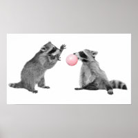 Cute Raccoons Bubble Gum Nursery Child