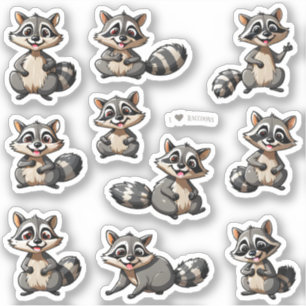 Cute Raccoons Scrapbook Stationery Stickers