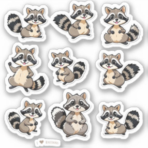 Cute Raccoons Scrapbook Stationery Stickers