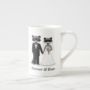 Cute Raccoons Wedding Bride and Groom Custom Bone China Mug