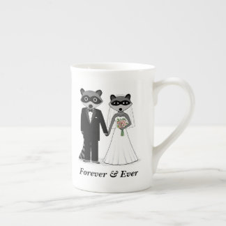 Cute Raccoons Wedding Bride and Groom Custom Bone China Mug