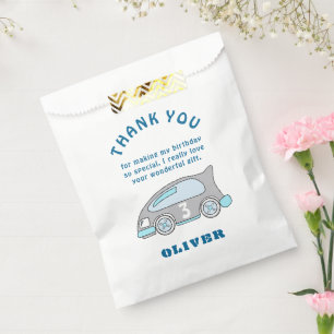 Cute Race Car Blue Boy Name Kids Thank you Favour Bags