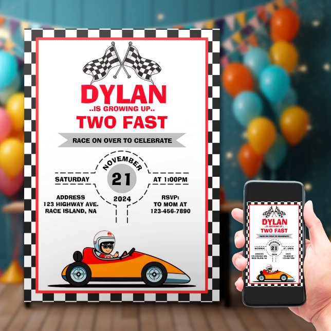 Cute Racer Birthday Invitation (Creator Uploaded)