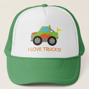 Cute Racing Green Monster Truck for Boys Trucker Hat