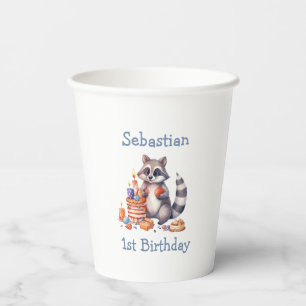 Cute Racoon 1st Birthday Party Sublimation Custom Paper Cups