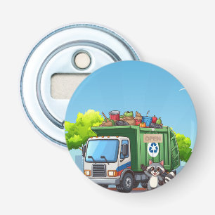 Cute racoon and "food" truck bottle opener