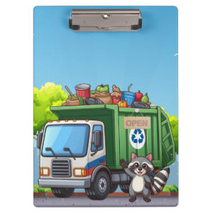 Cute racoon and "food" truck clipboard