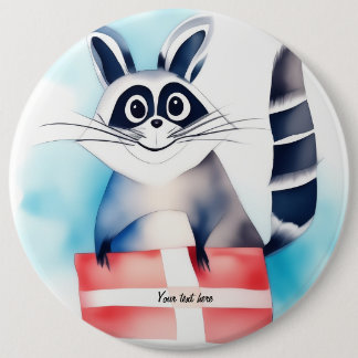 Cute racoon birthday gift 6 cm round badge