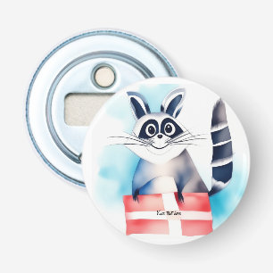 Cute racoon birthday gift bottle opener