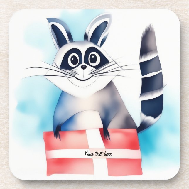 Cute racoon birthday gift coaster (Front)