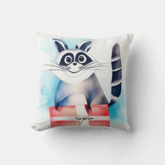 Cute racoon birthday gift cushion