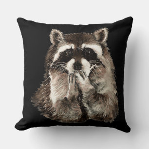Cute Racoon Blowing Kisses Humour animal art Cushion