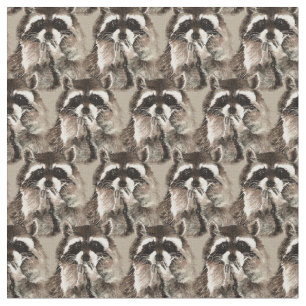 Cute Racoon Blowing kisses Watercolor Animal Fun Fabric