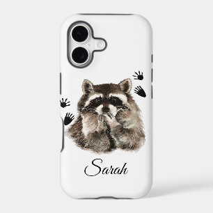 Cute Racoon Blowing KKisses Footprints Animal Art