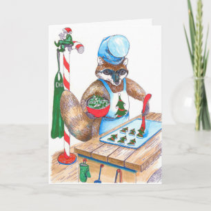Cute Racoon Chef Alaska Wildlife Christmas Card