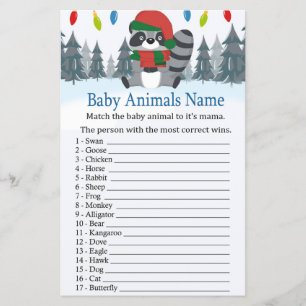 Cute Racoon Christmas Baby Animals Name Game