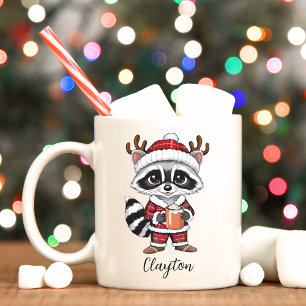 Cute Racoon Christmas Holiday Mug
