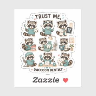 Cute Racoon Dentist Sticker Collection