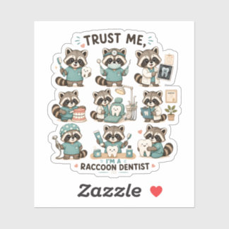 Cute Racoon Dentist Sticker Collection