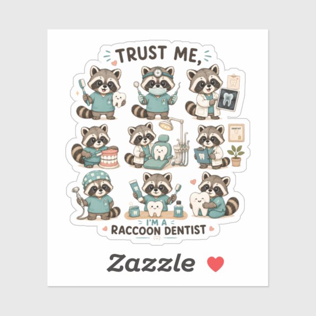 Cute Racoon Dentist Sticker Collection (Sheet)