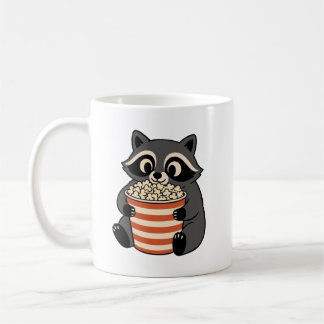 Cute Racoon Eating Popcorn Movie Night Coffee Mug
