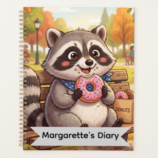 Cute Racoon Eating Strawberry Doughnut | Personali Planner