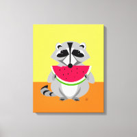 Cute racoon Eating Watermelon