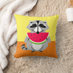 Cute racoon Eating Watermelon Cushion