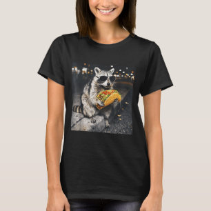 Cute racoon eats taco mexican food T-Shirt
