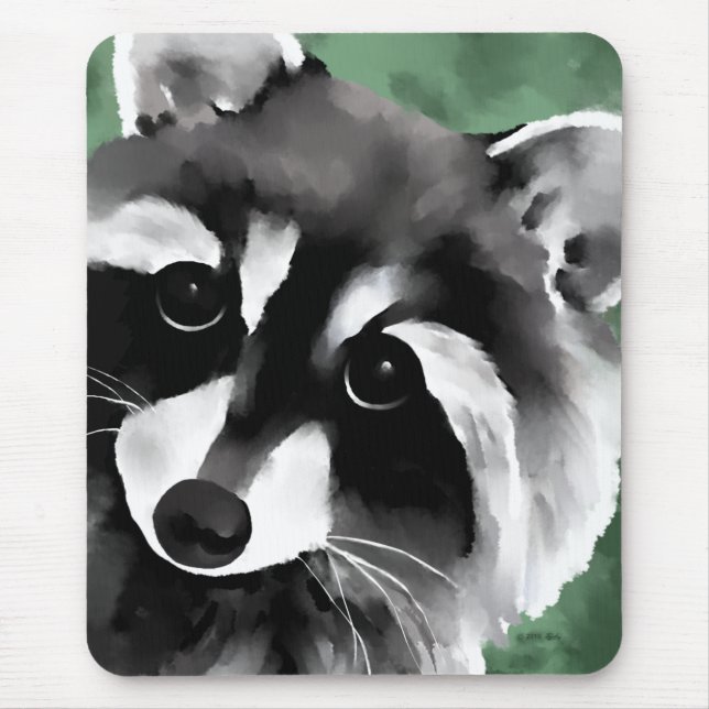 Cute Racoon Face Mouse Pad (Front)