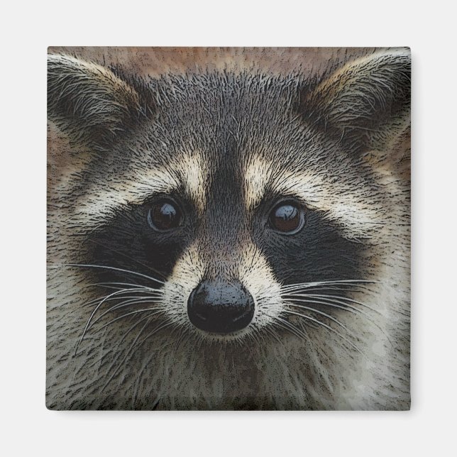 Cute Racoon Face Photo Magnet (Front)