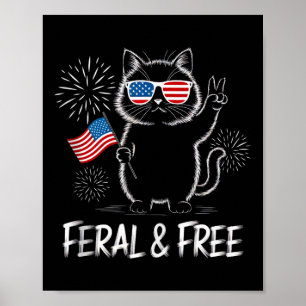 Cute Racoon Feral But Free 4th Of July Youth Men Poster