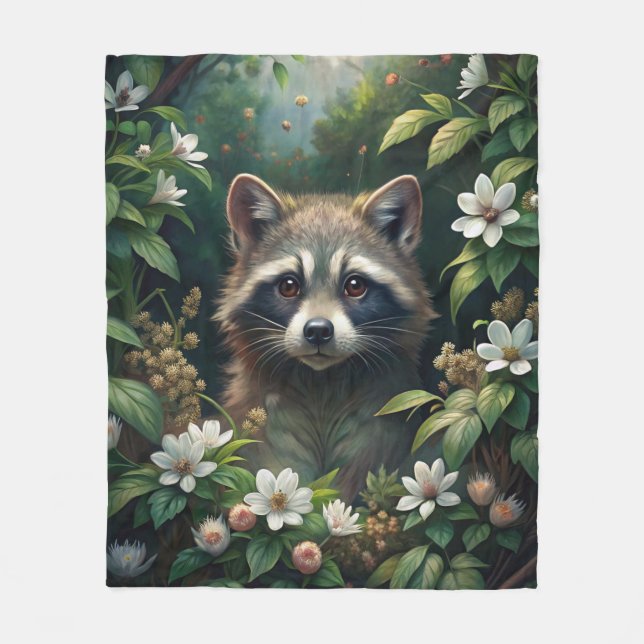 Cute Racoon Fleece Blanket (Front)