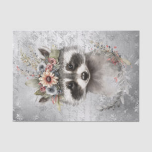 Cute Racoon Floral Tissue Paper