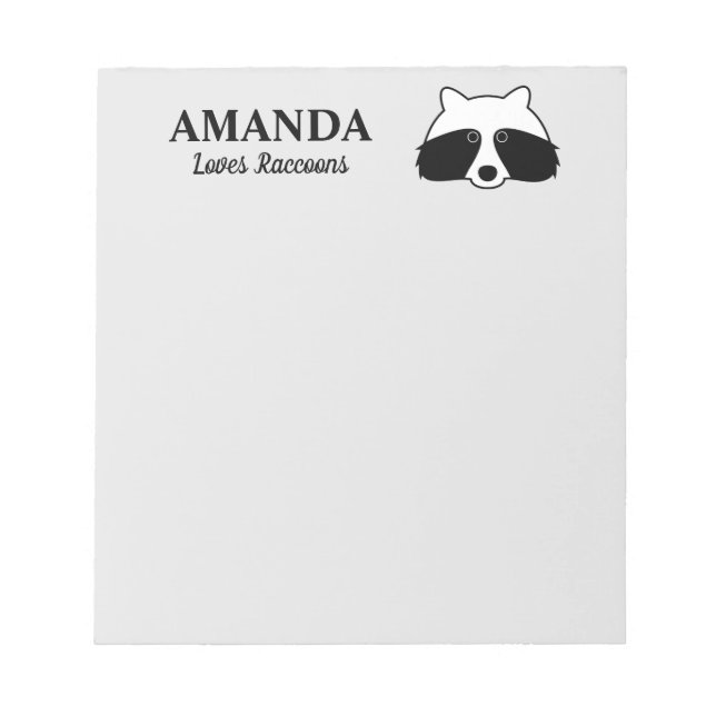 Cute racoon forest animal custom writing note pad (Front)