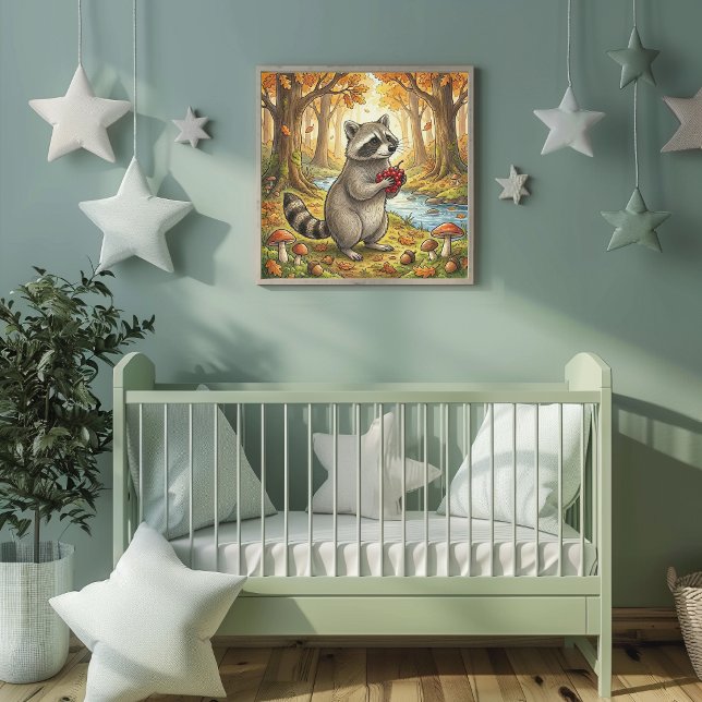 Cute Racoon Forest Animals Nursery Poster (Creator Uploaded)