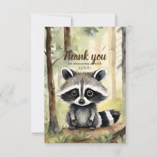 Cute Racoon Gender Neutral Baby Shower Thank You Card