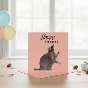 Cute Racoon Happy Birthday Card