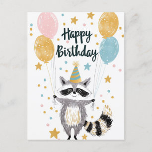 Cute Racoon Happy birthday Postcard